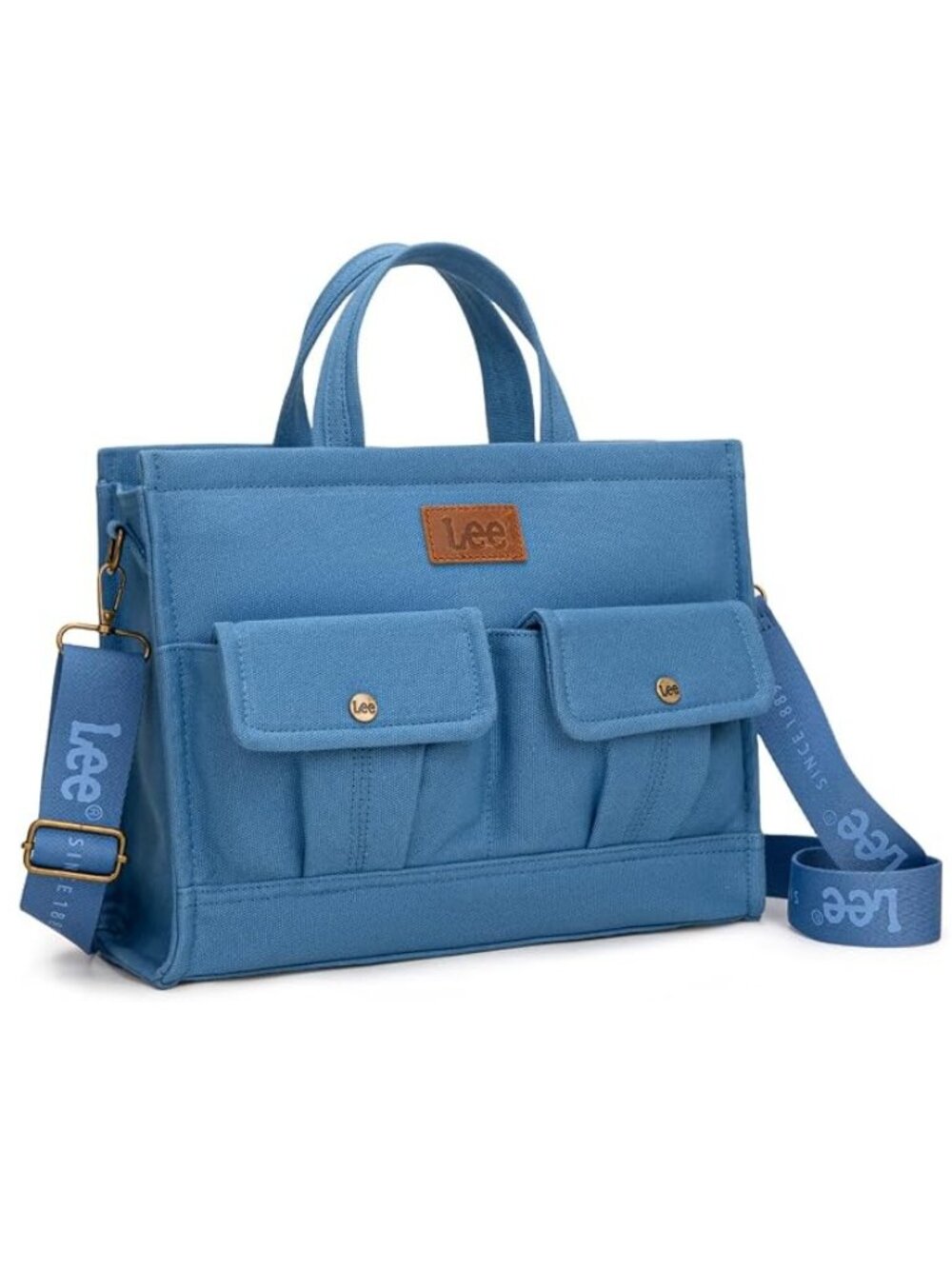 Lee Work Tote Bag For Women Canvas Laptop Crossbody Bag Jean Blue